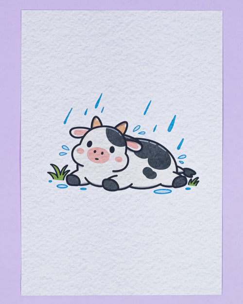 No Thoughts... Just Moo Art Print | Collectible Cute Cow Art Print
