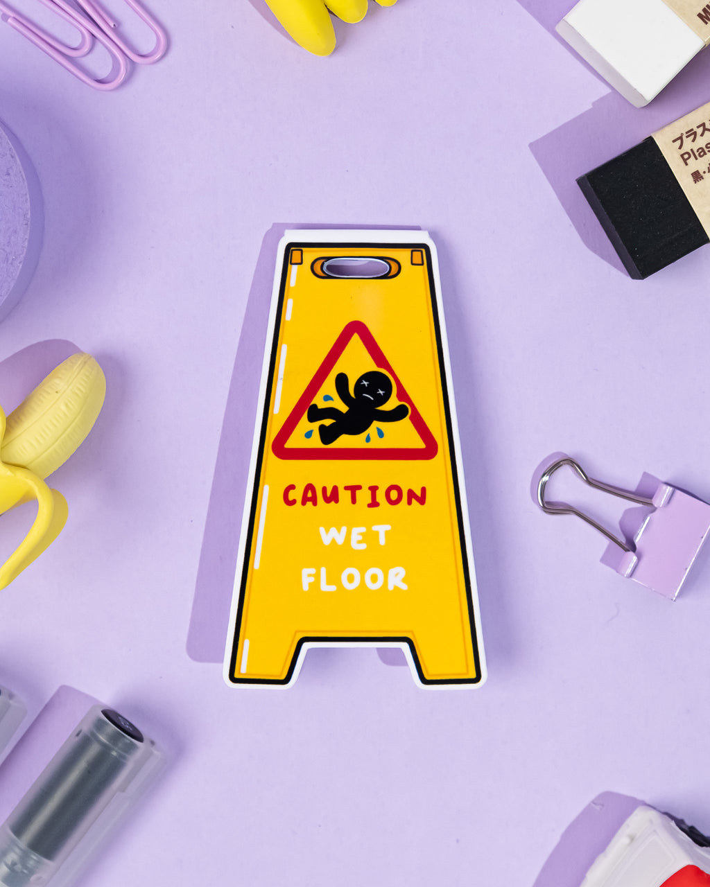 Wet Floor Sign Magnetic Bookmark | Cute Novelty Bookmark