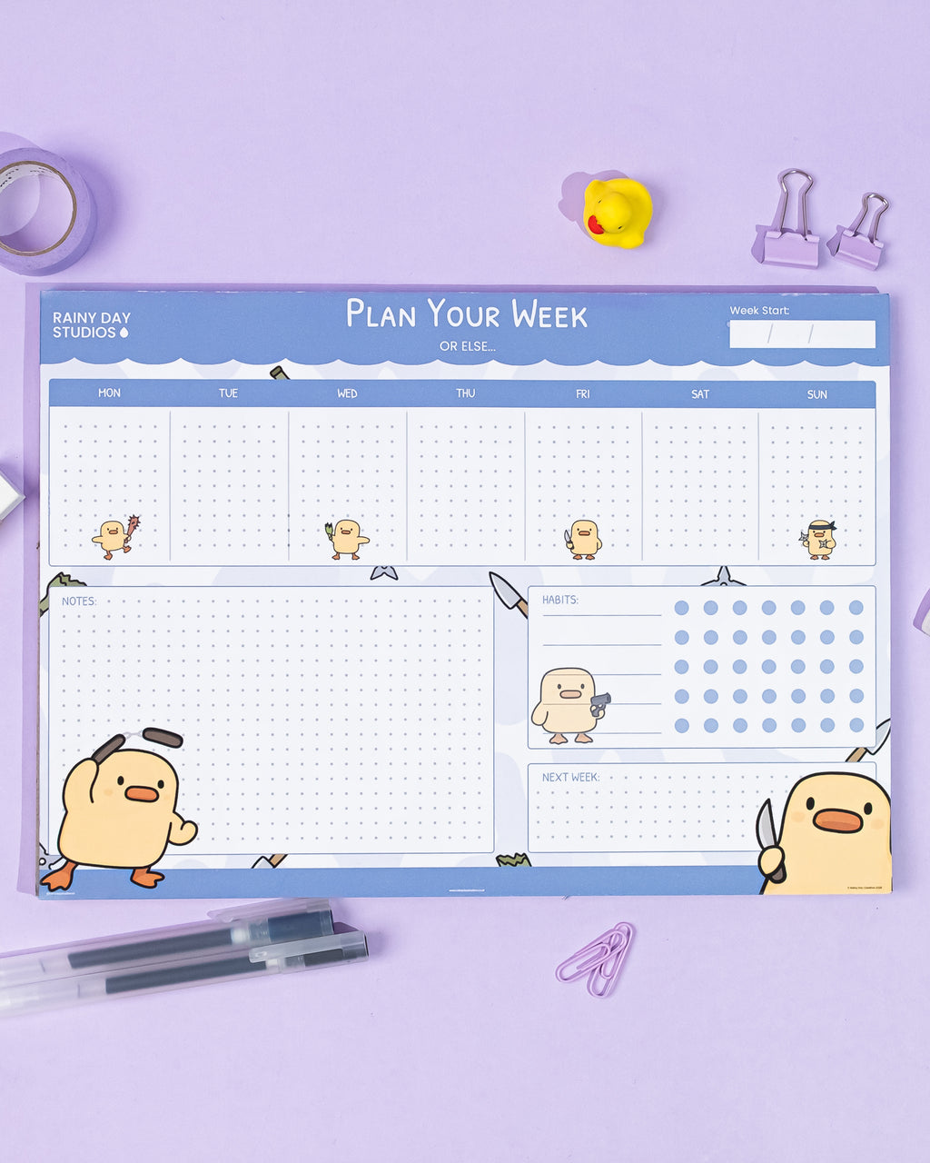 Weaponised Duck Desk Pad | Cute Chaotic A4 Desk Pad
