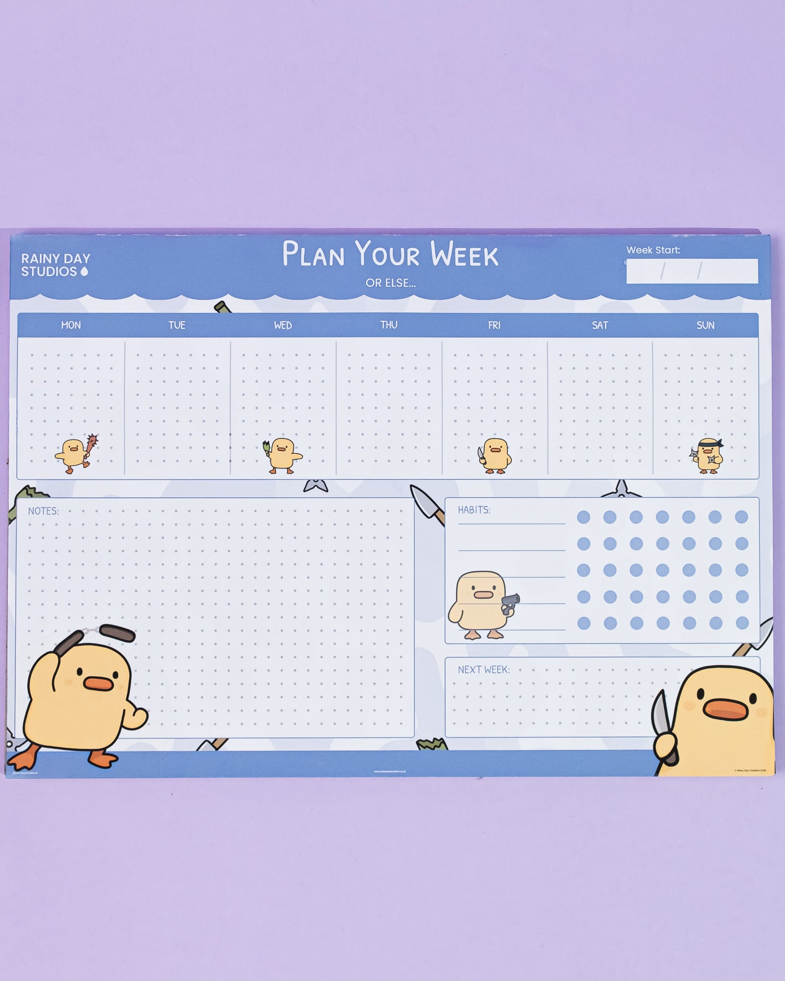 Weaponised Duck Desk Pad | Cute Chaotic A4 Desk Pad