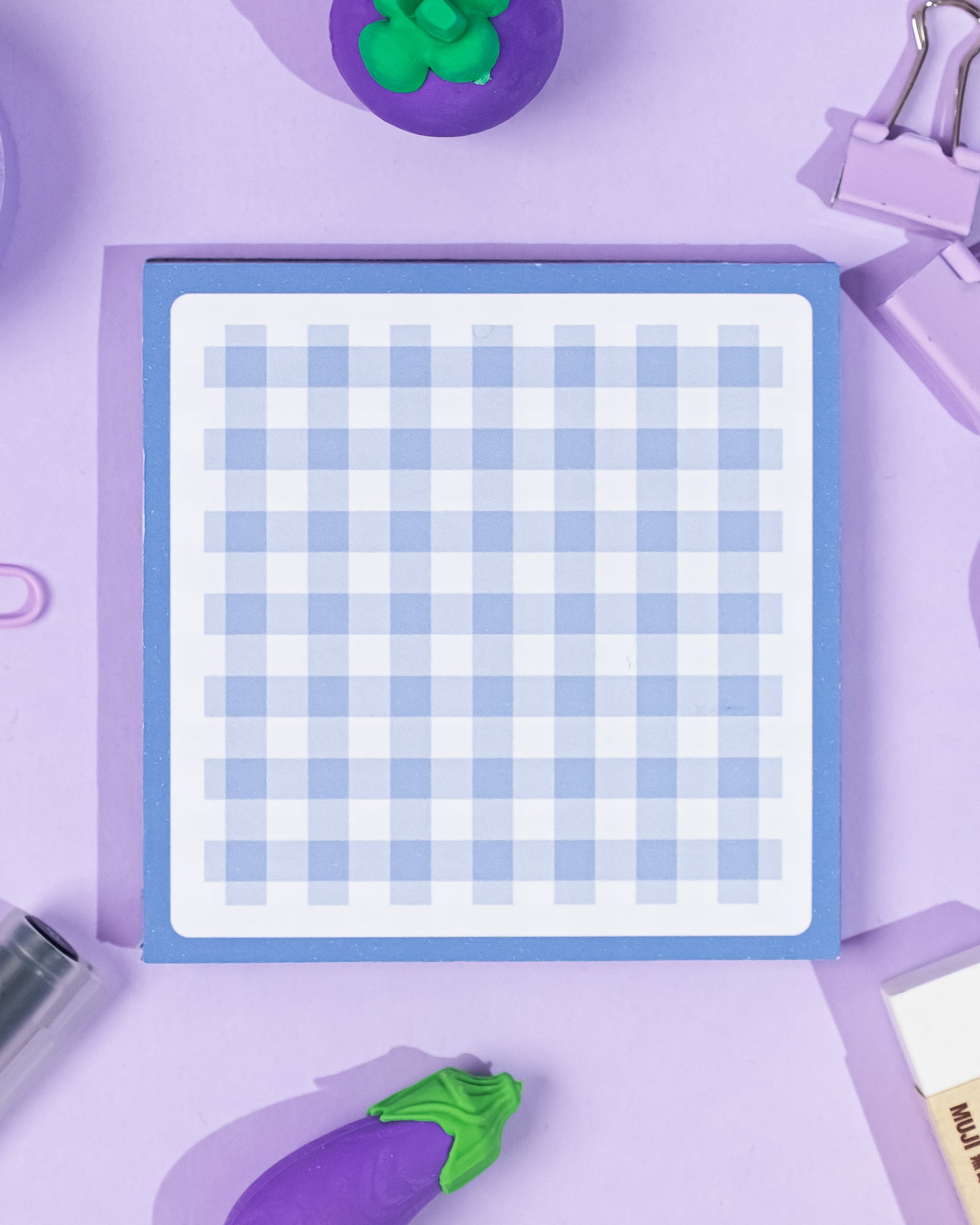 Gingham Memo Pad | Cute Spring Memo Pad - Purple