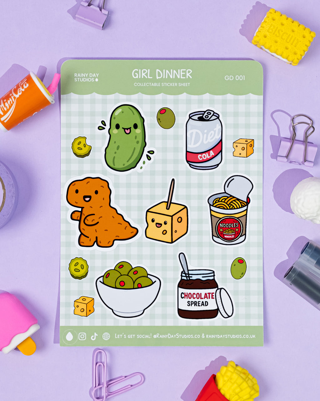Girl Dinner Sticker Sheet | Collectible Cute Cosy Stickers