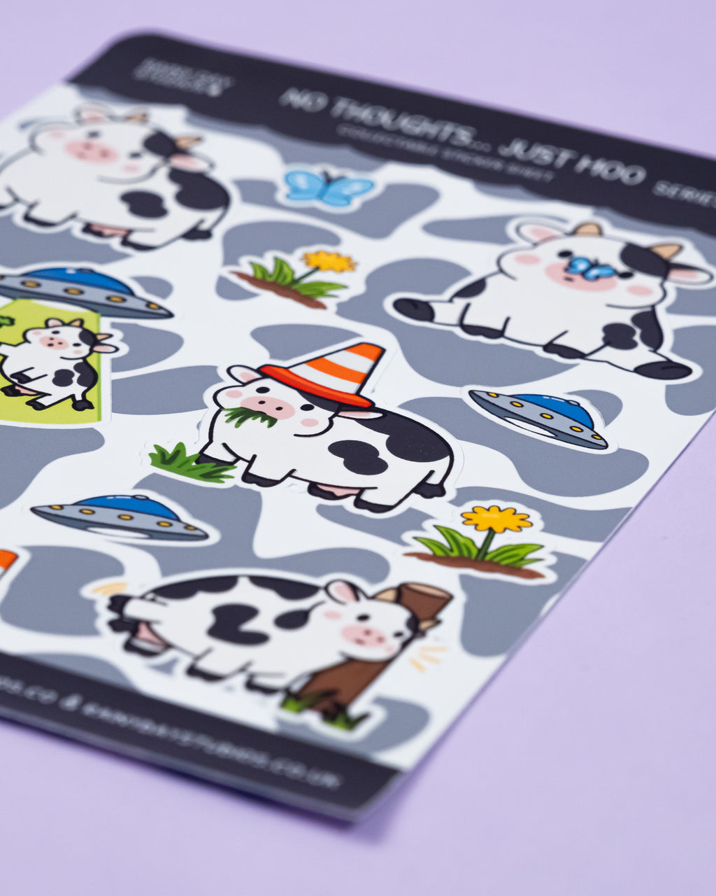 No Thoughts... Just Moo Sticker Sheet | Collectible Cute Cow Stickers